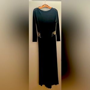Formal black dress with gold details